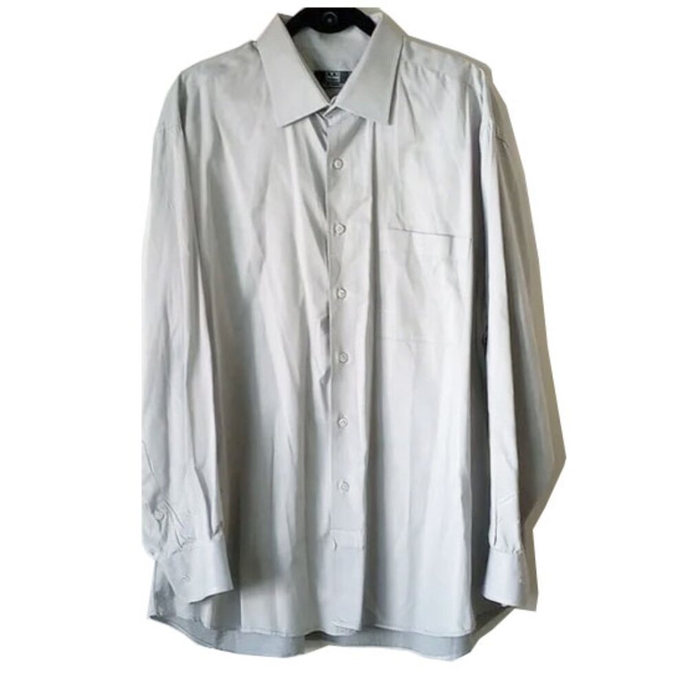 NWOT Ike Behar Cotton Button Down Dress Shirt 17.5/35 Gray